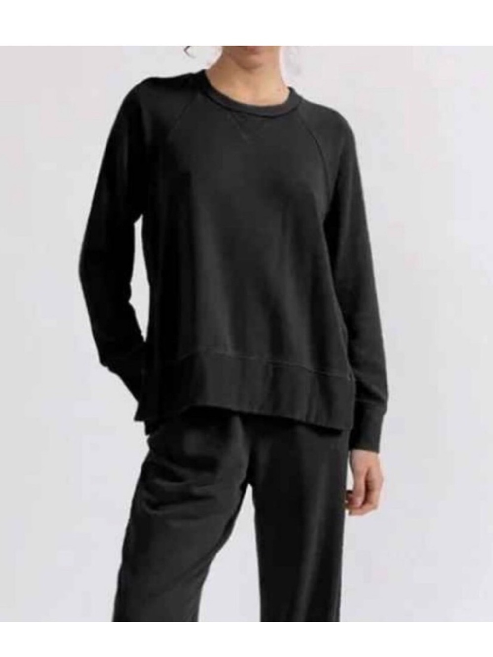 Stateside super soft fleece pull over side slit sweatshirt black small